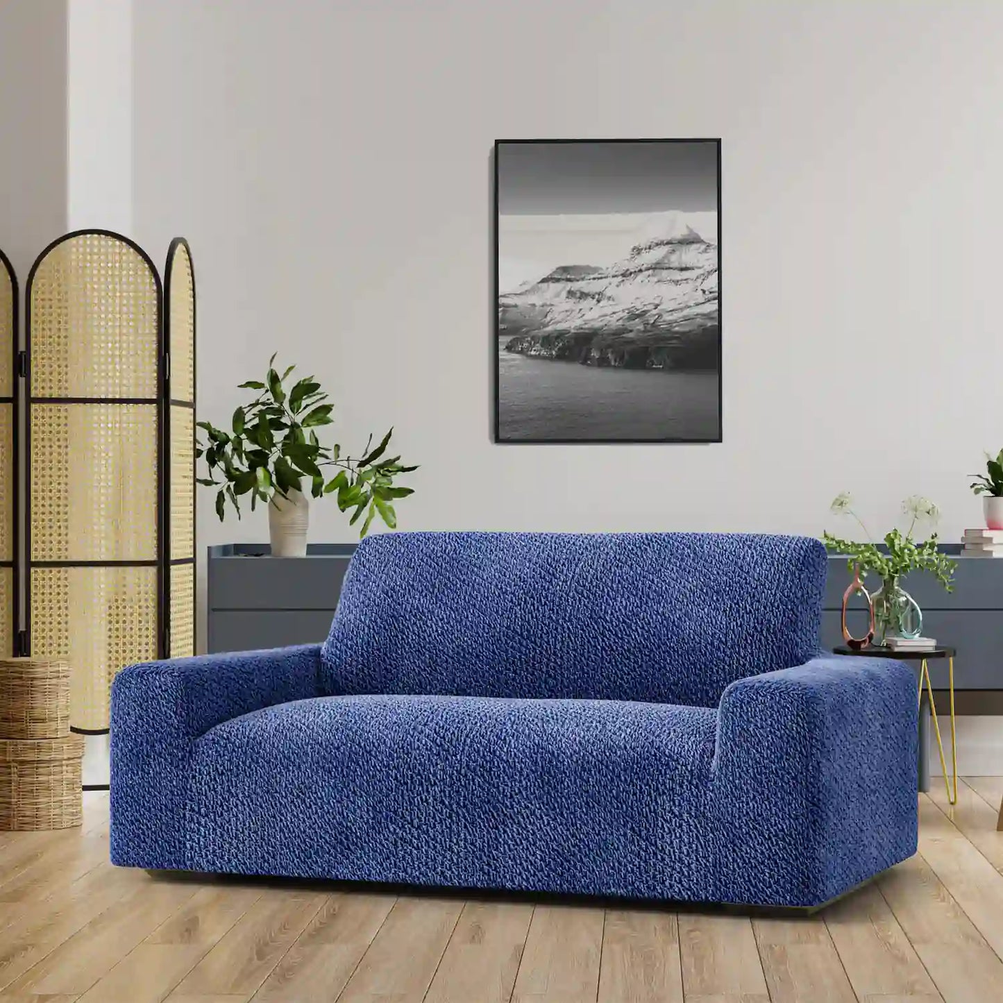 2 Seater Sofa Cover - Blue, Velvet Collection