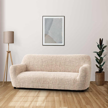 3 Seater Sofa Cover - Graffio Beige, Microfibra Printed
