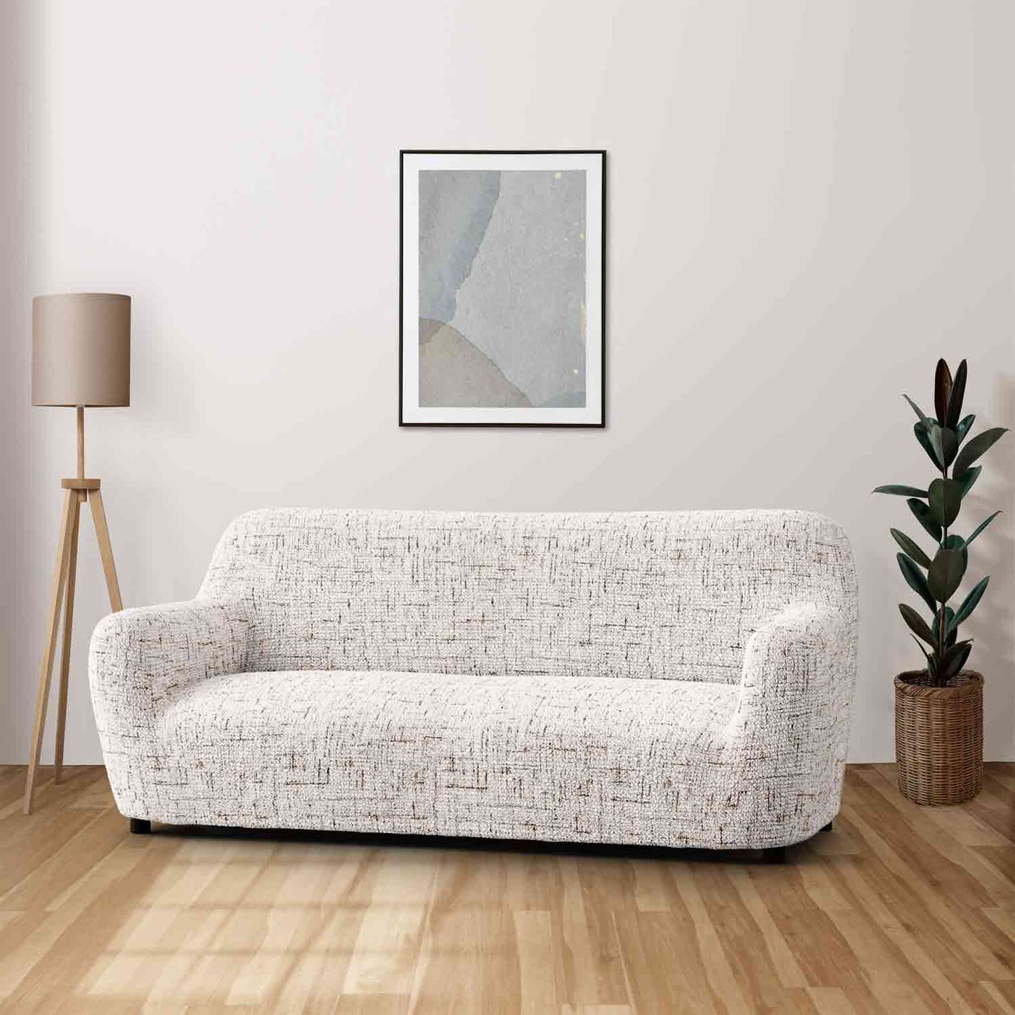 3 Seater Sofa Cover - Vittoria White, Microfibra Printed