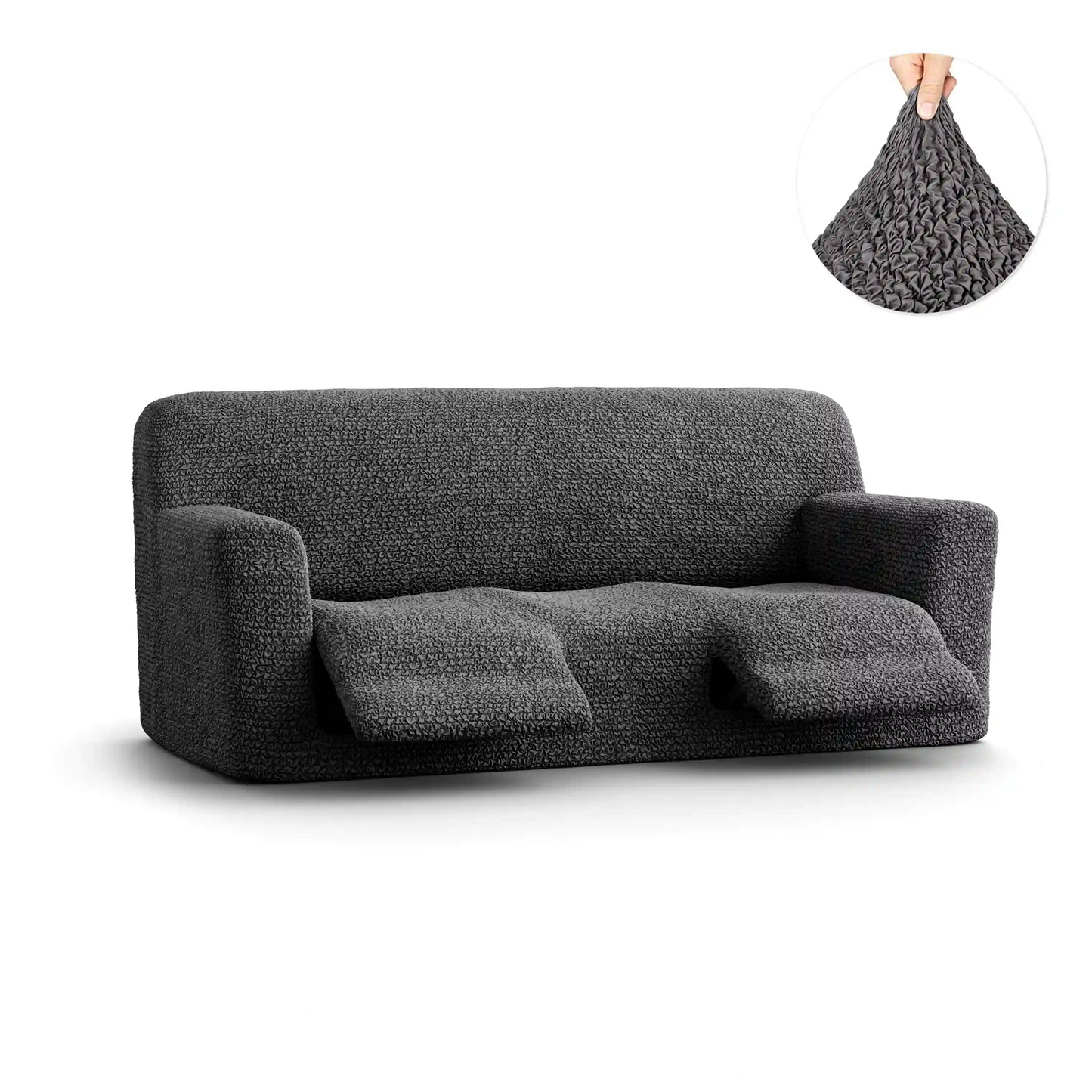 Housse de canapé inclinable 3 places - Anthracite, Microfibre