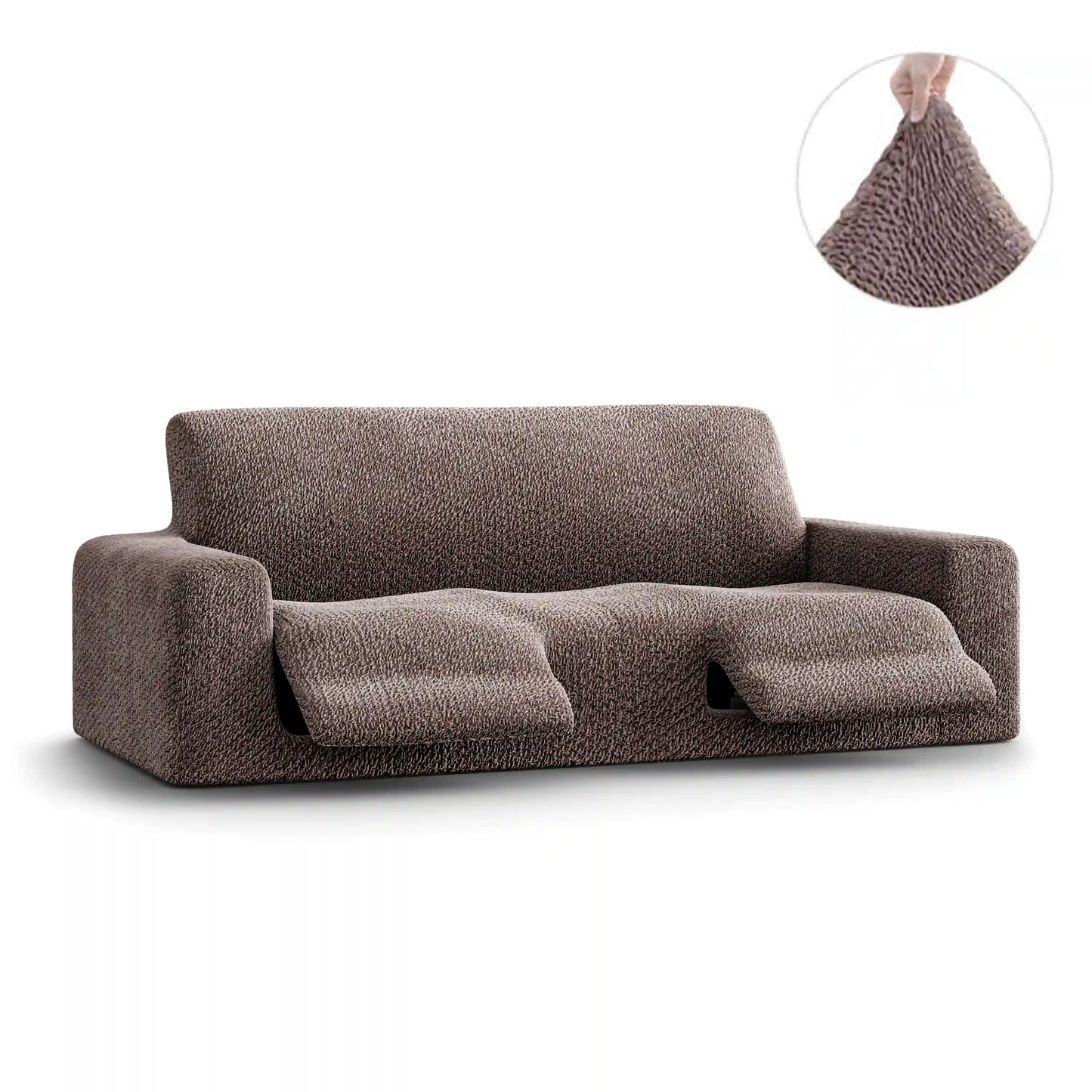 3 Seater Recliner Sofa Cover - Brown, Velvet