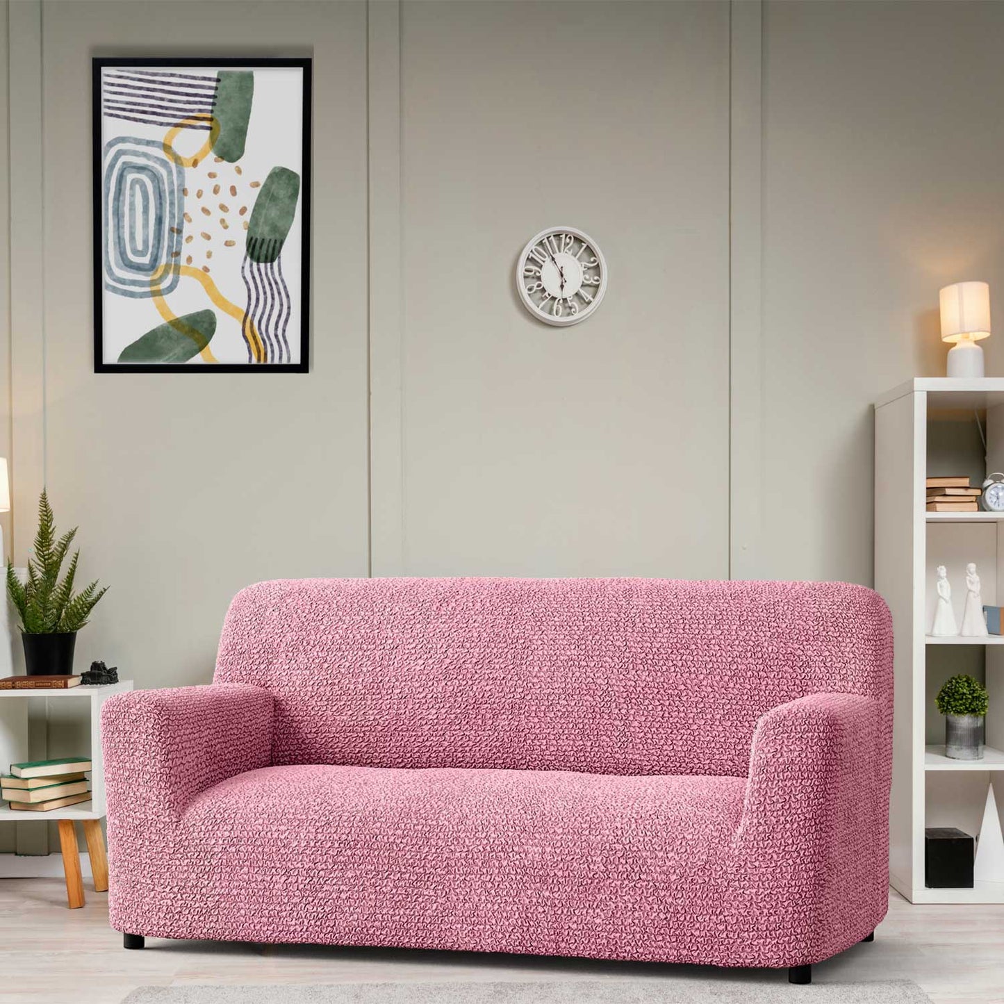 3 Seater Sofa Cover - Pink, Microfibra