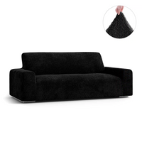 3 Seater Sofa Cover - Black, Velvet Collection