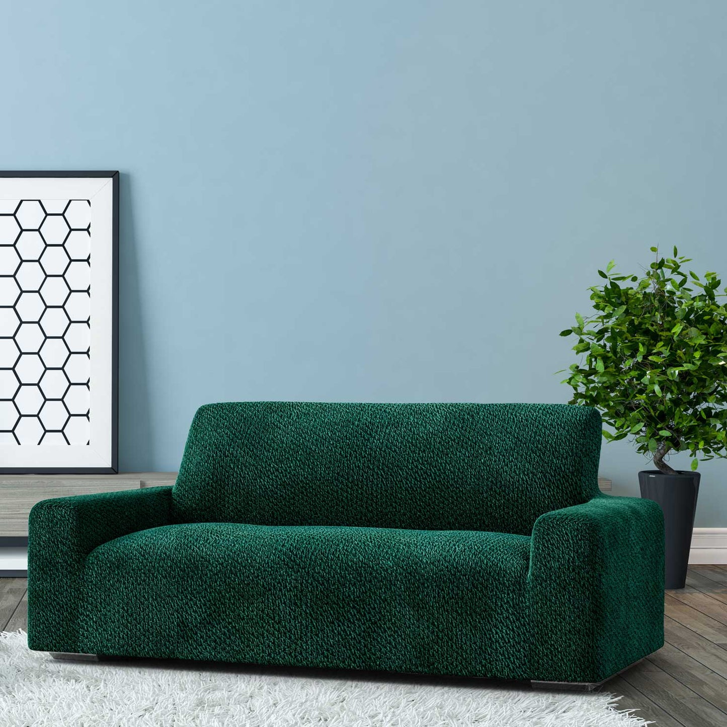 3 Seater Sofa Cover - Green, Velvet Collection