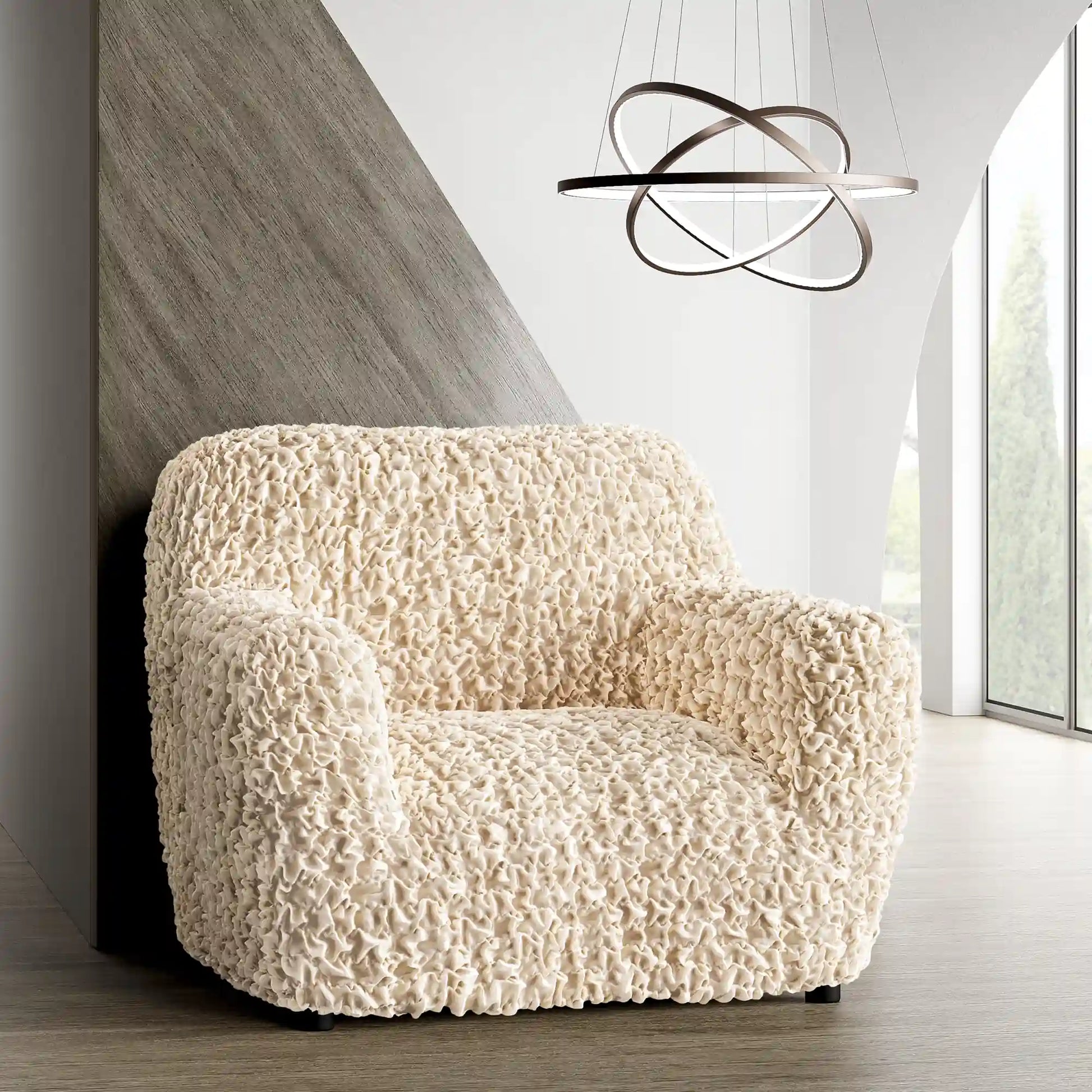 Arm Chair Cover Beige Fuco Velvet