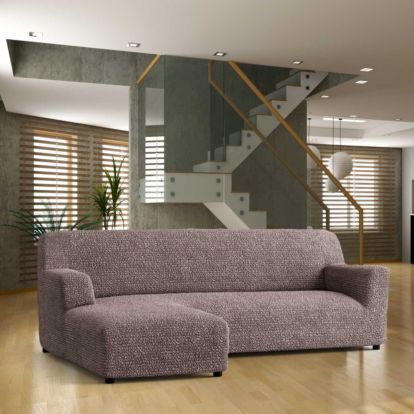 L-Shaped Sofa Cover (Left Chaise) - Choco, Microfibra Collection