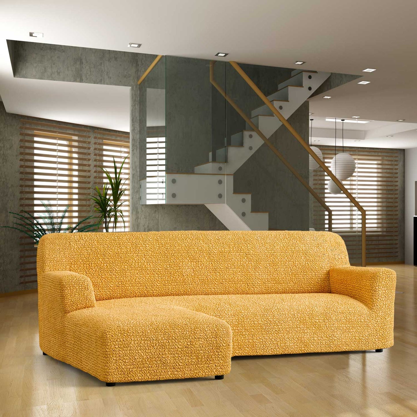 L-Shaped Sofa Cover (Left Chaise) - Mango, Microfibra Collection