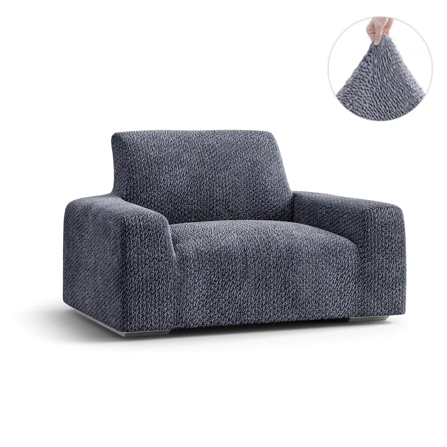 Arm Chair Cover - Grey, Velvet