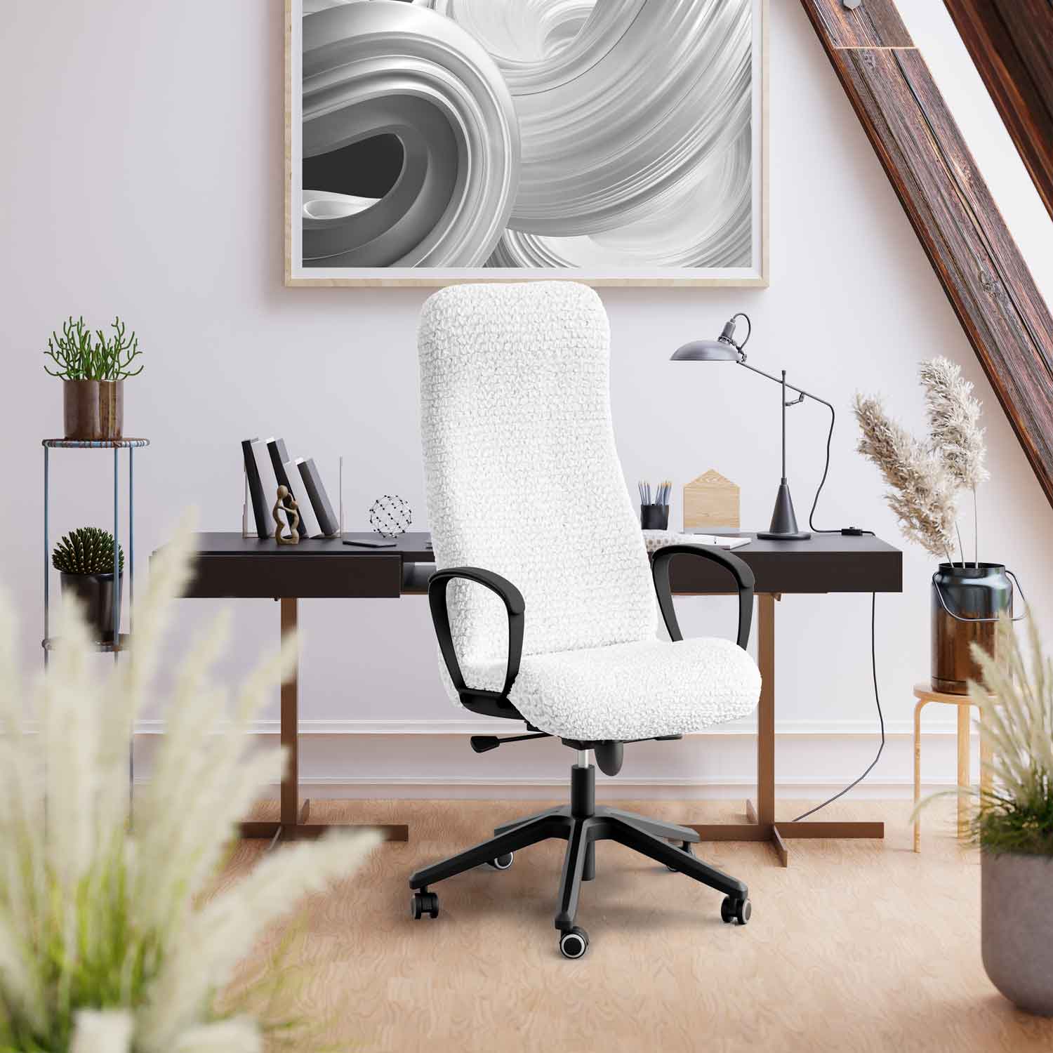 Office/ Gaming Chair Cover - White, Microfibra Collection