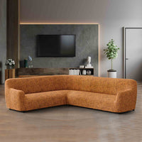 Corner Sofa Cover - Graffio Orange, Microfibra Printed