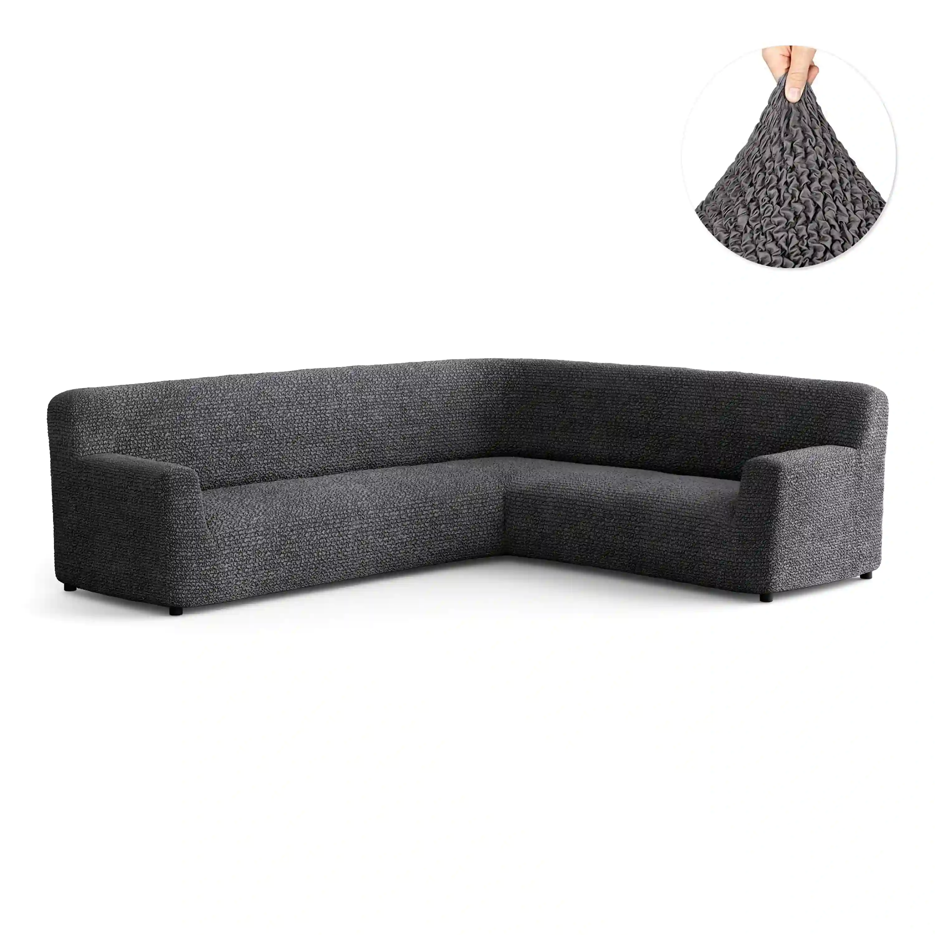 Housse de canapé d'angle - Anthracite, Microfibre