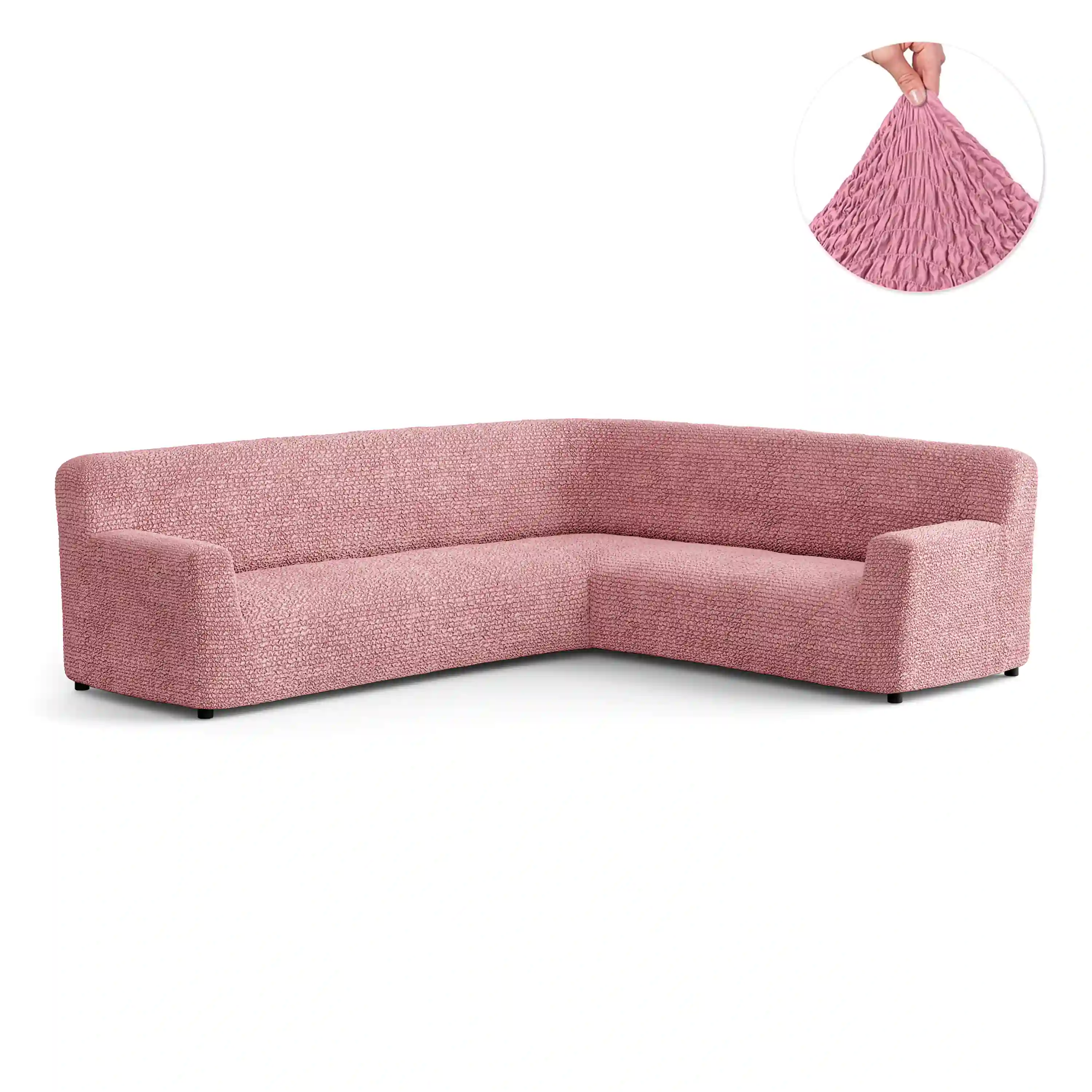 Corner Sofa Cover Pink Microfibra