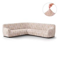 Housse de Canapé d'Angle - Universo Beige, Microfibre Imprimée