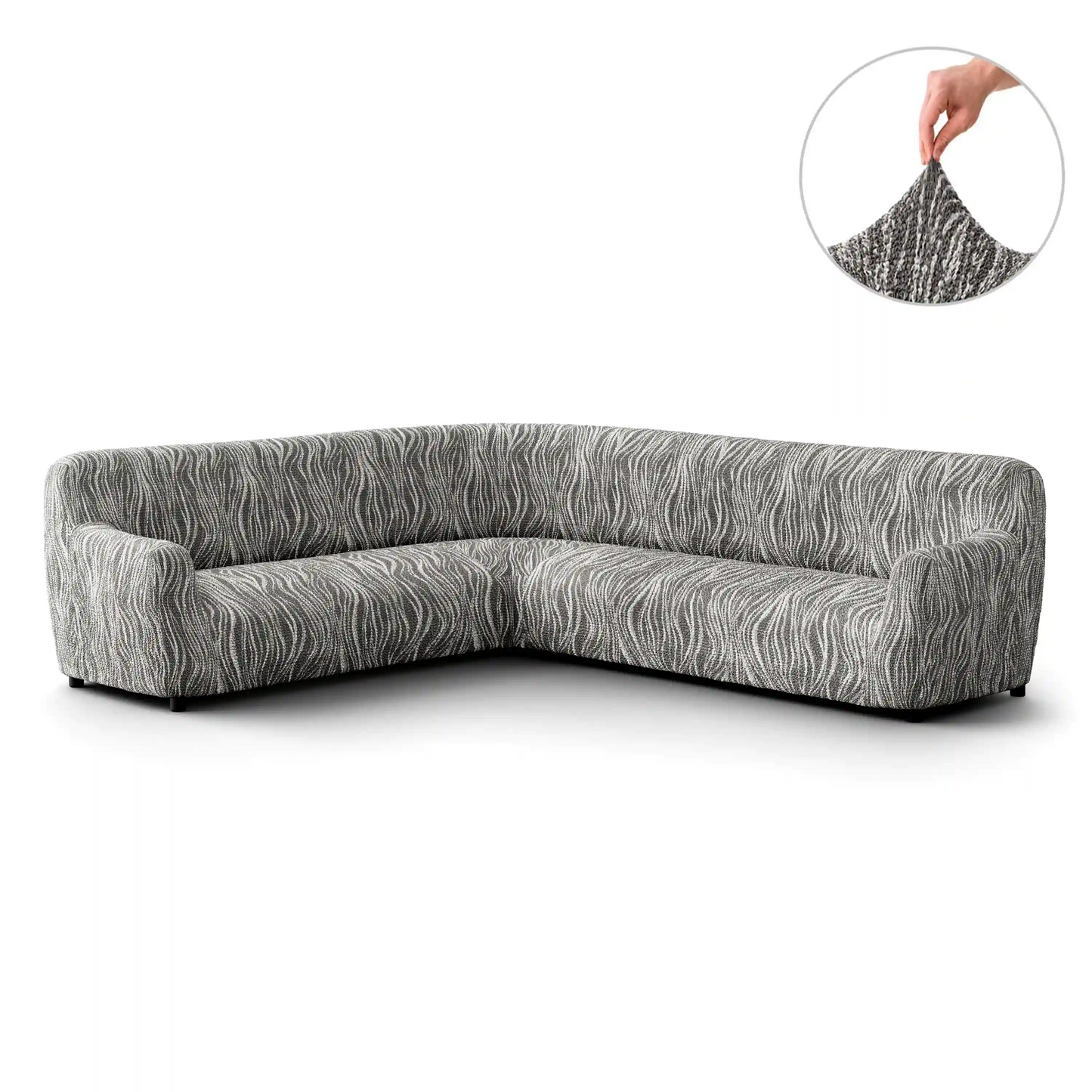 Corner Sofa Cover - Universo Grey, Microfibra Printed