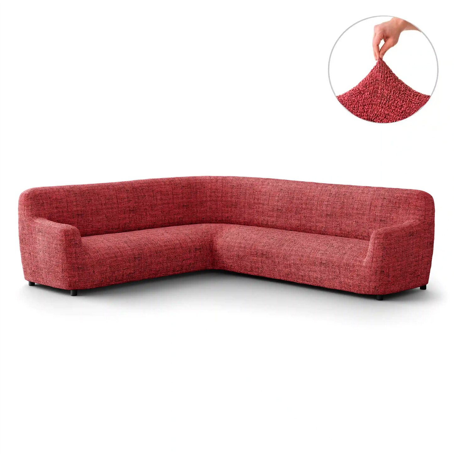 Housse de canapé d'angle - Rouge Vittoria, imprimé en microfibre