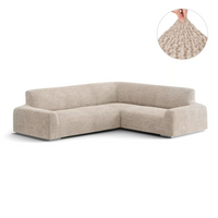 Corner Sofa Cover - Beige, Velvet Collection