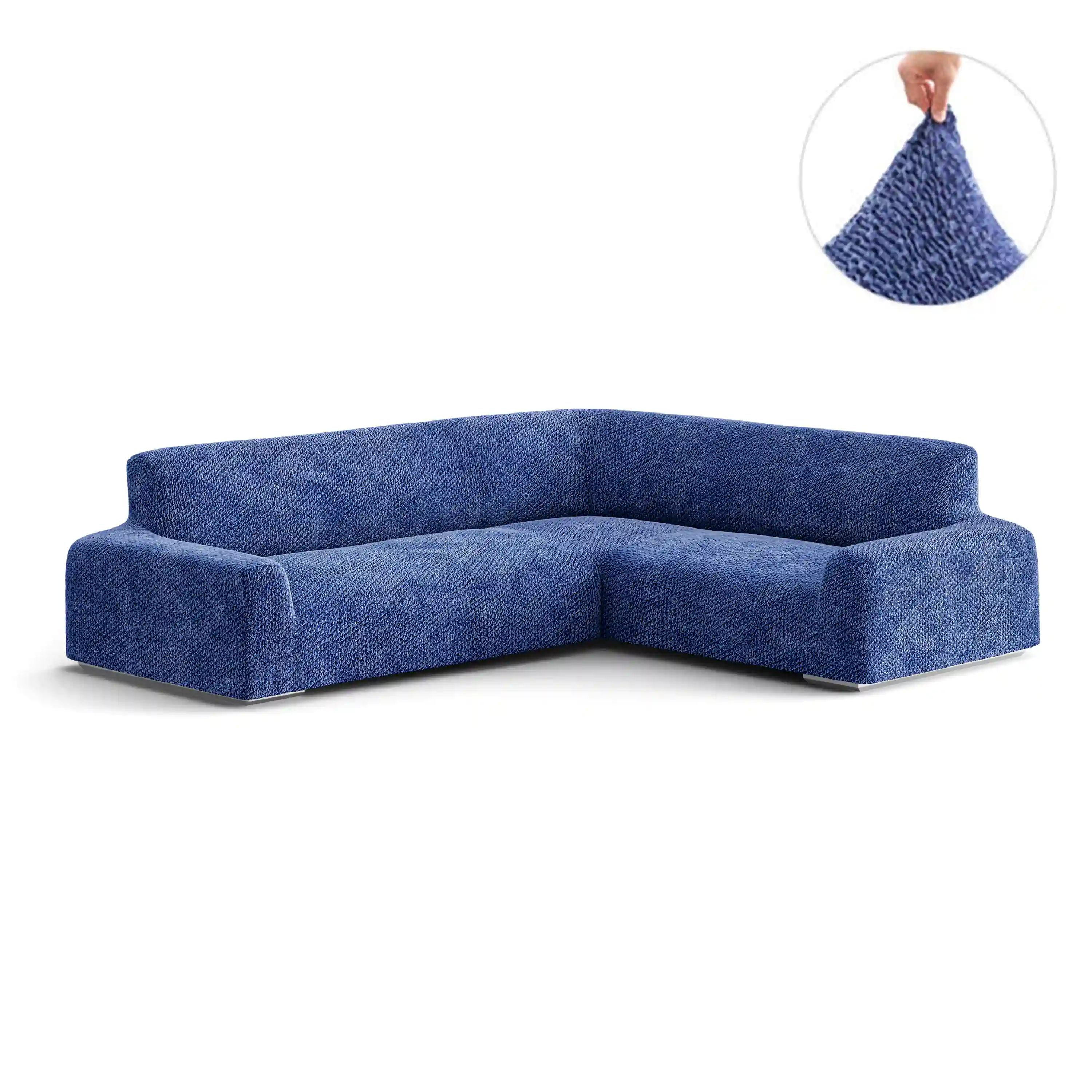 Corner Sofa Cover - Blue, Velvet Collection