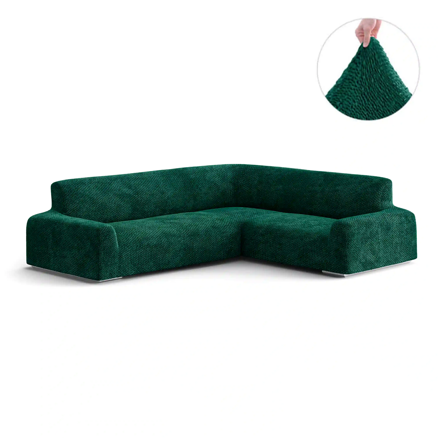 Housse de canapé d'angle - Vert, Collection Velours