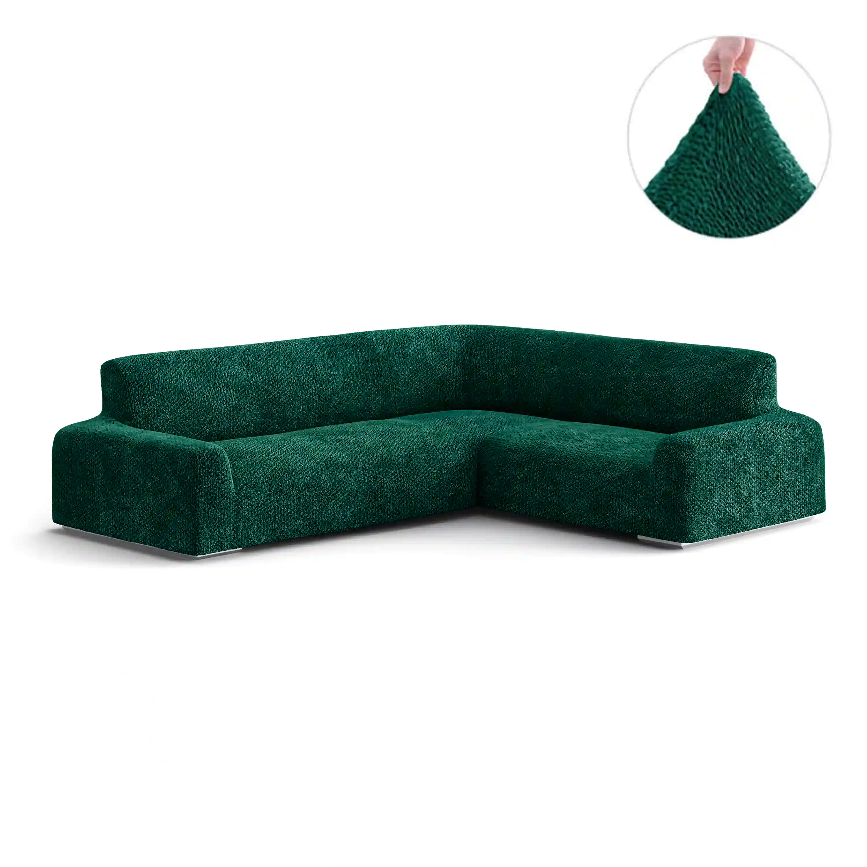 Corner Sofa Cover - Green, Velvet Collection