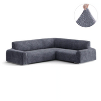 Corner Sofa Cover - Grey, Velvet Collection