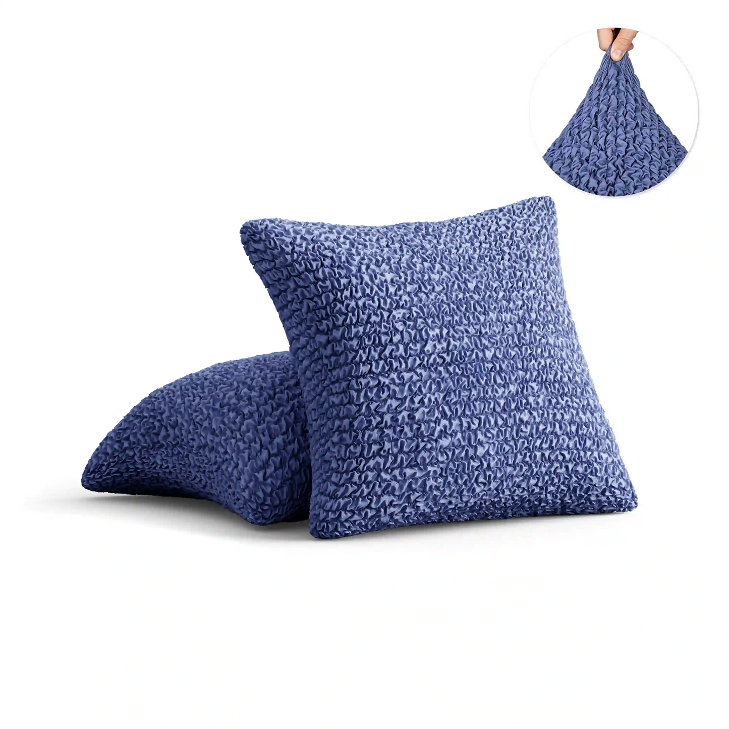 Lot de 2 housses de coussin en microfibre - Bleu, Microfibre