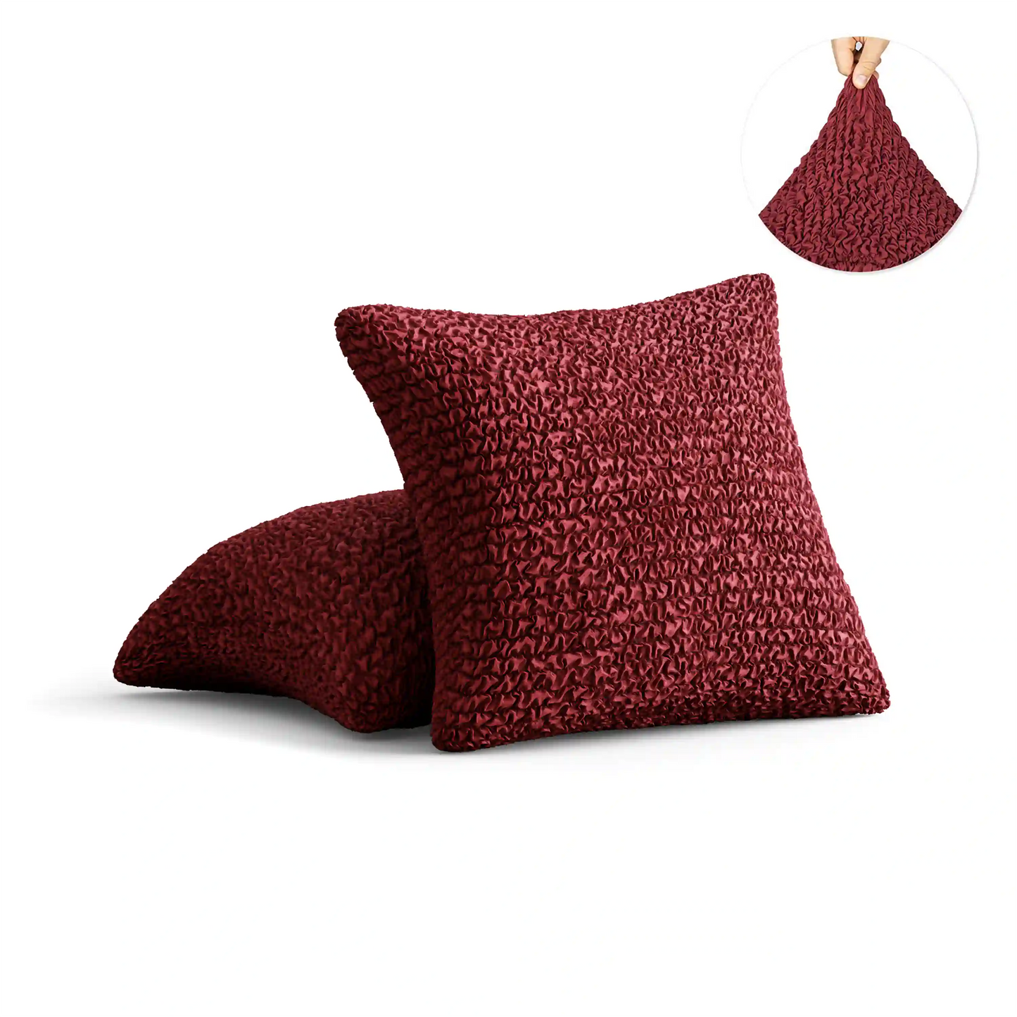 Lot de 2 housses de coussin en microfibre - Bordeaux, Microfibre