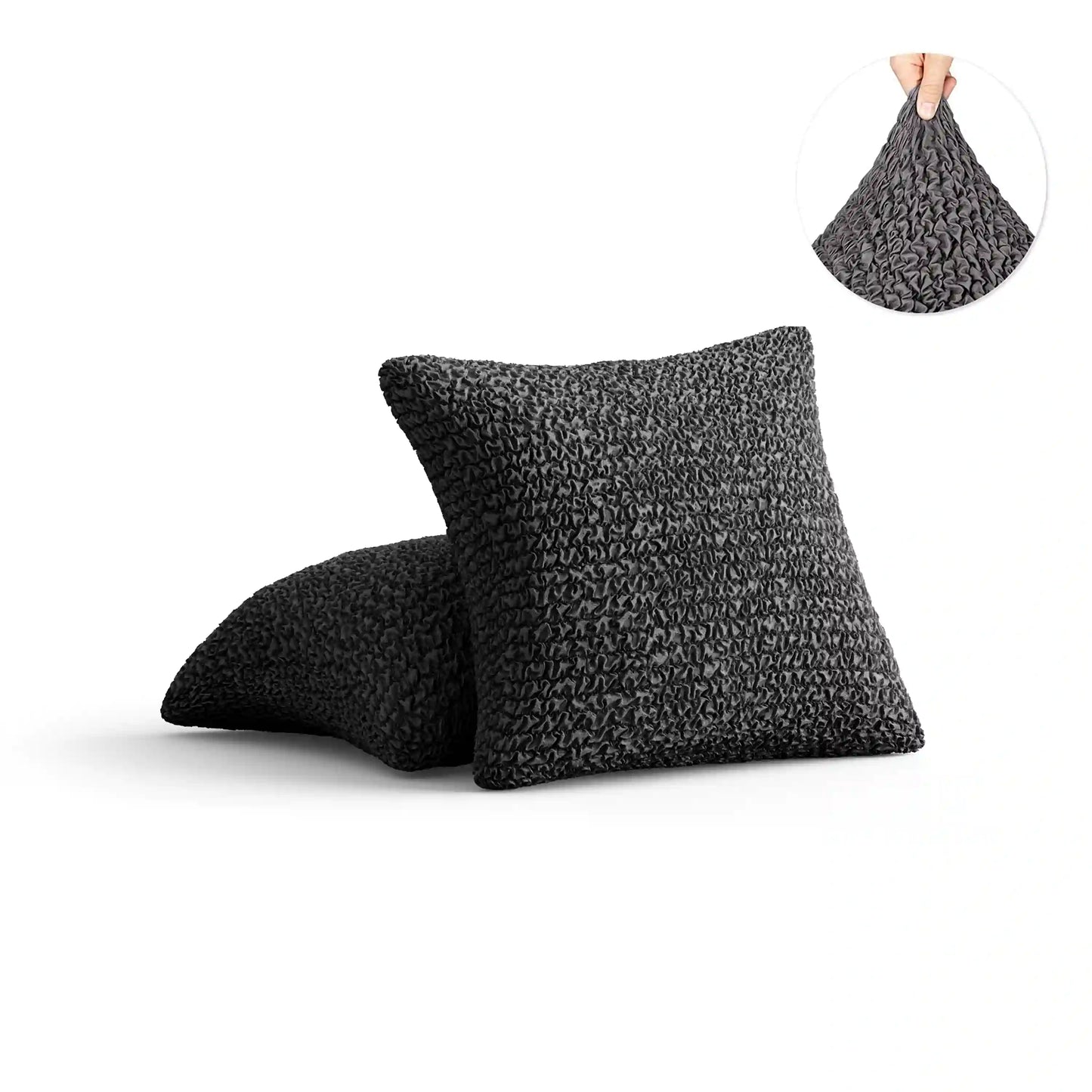Set of 2 Microfibra Cushion Covers - Charcoal, Microfibra
