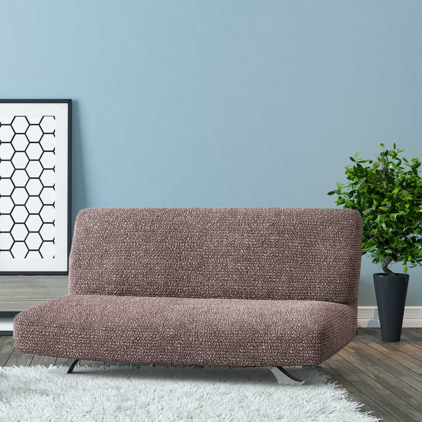 Housse pour canapé-lit futon sans accoudoirs - Choco, Microfibre