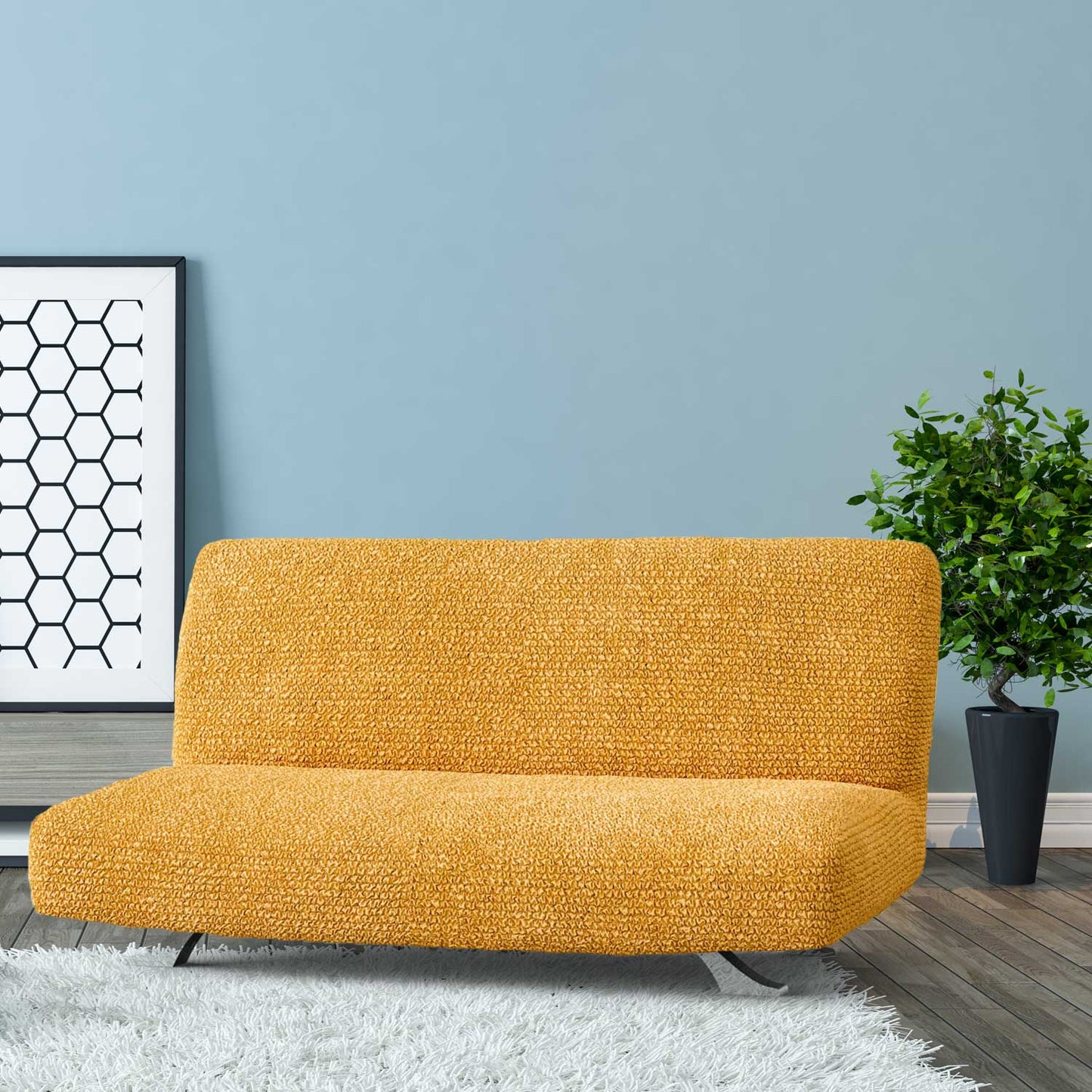 Housse pour canapé-lit futon sans accoudoirs - mangue, microfibre