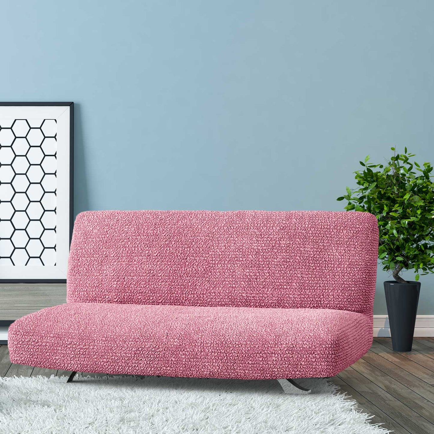 Futon Armless Sofa Bed Slipcover - Pink, Microfibra