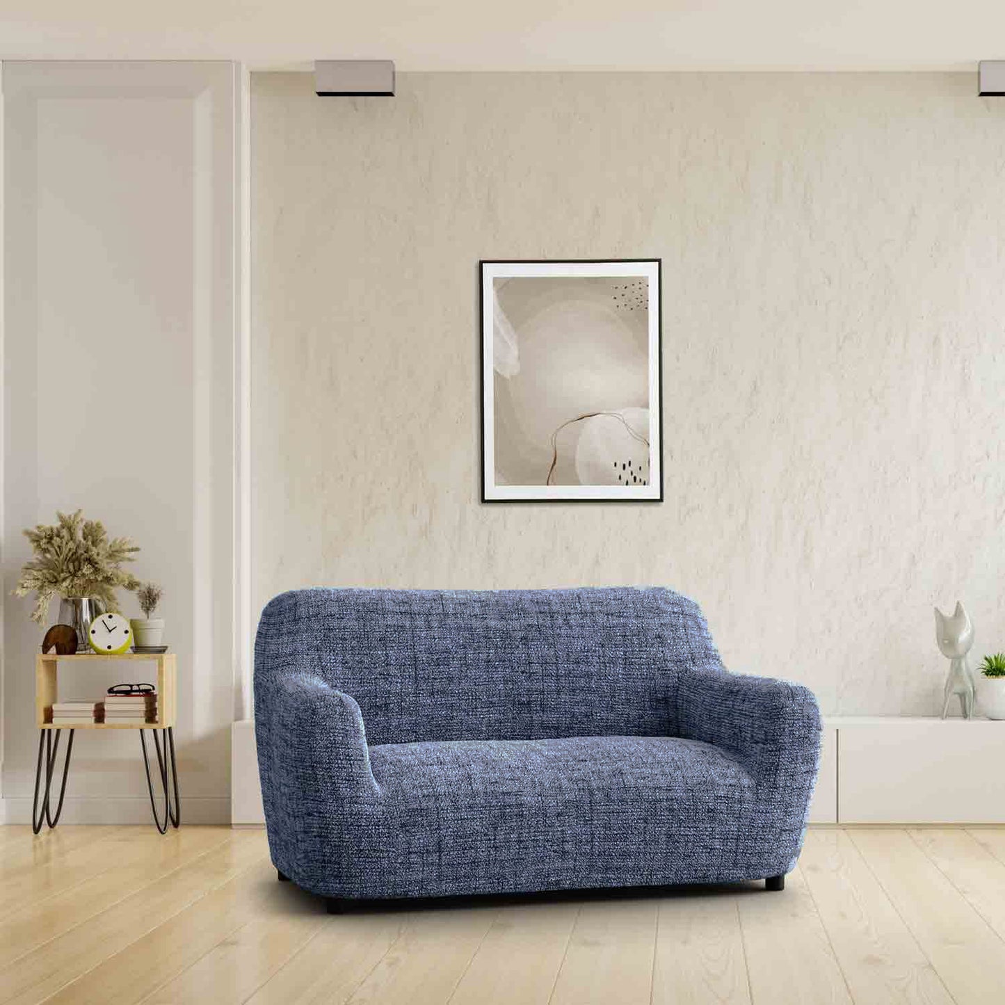 2 Seater Sofa Cover - Vittoria Blue, Microfibra Printed