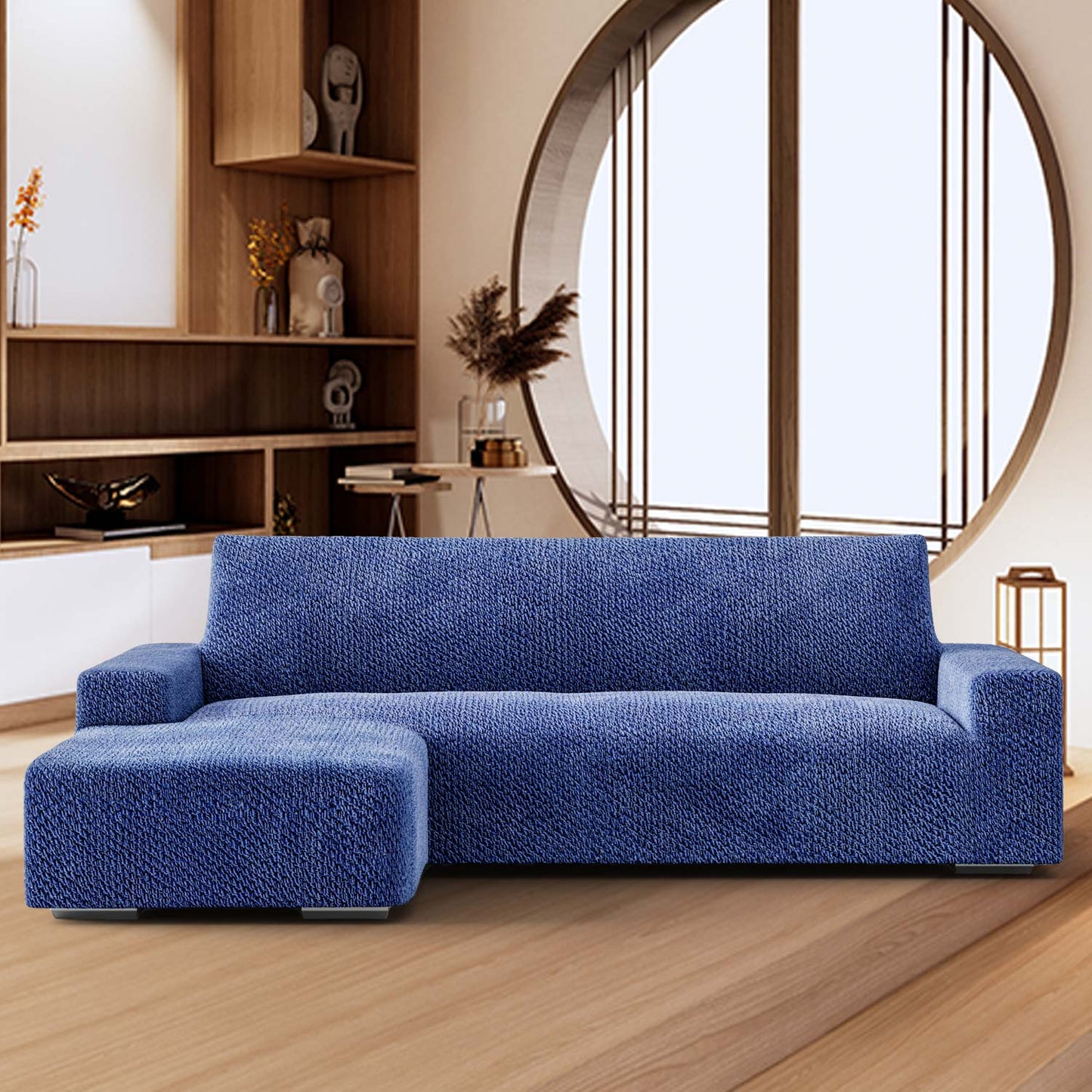 L-Shaped Sofa Cover (Left Chaise) - Blue, Velvet Collection
