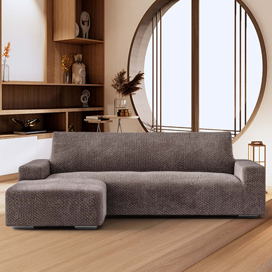LShaped Sofa Cover (Left Chaise) Brown, Velvet Collection Menotti