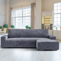 L-Shaped Sofa Cover (Right Chaise) - Grey, Velvet Collection