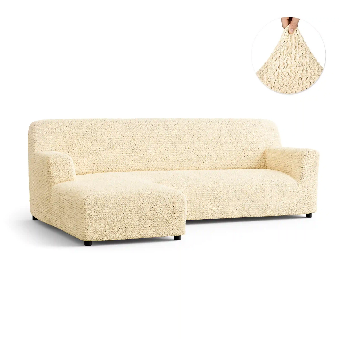 L-Shaped Sofa Cover (Left Chaise) - Beige, Microfibra Collection