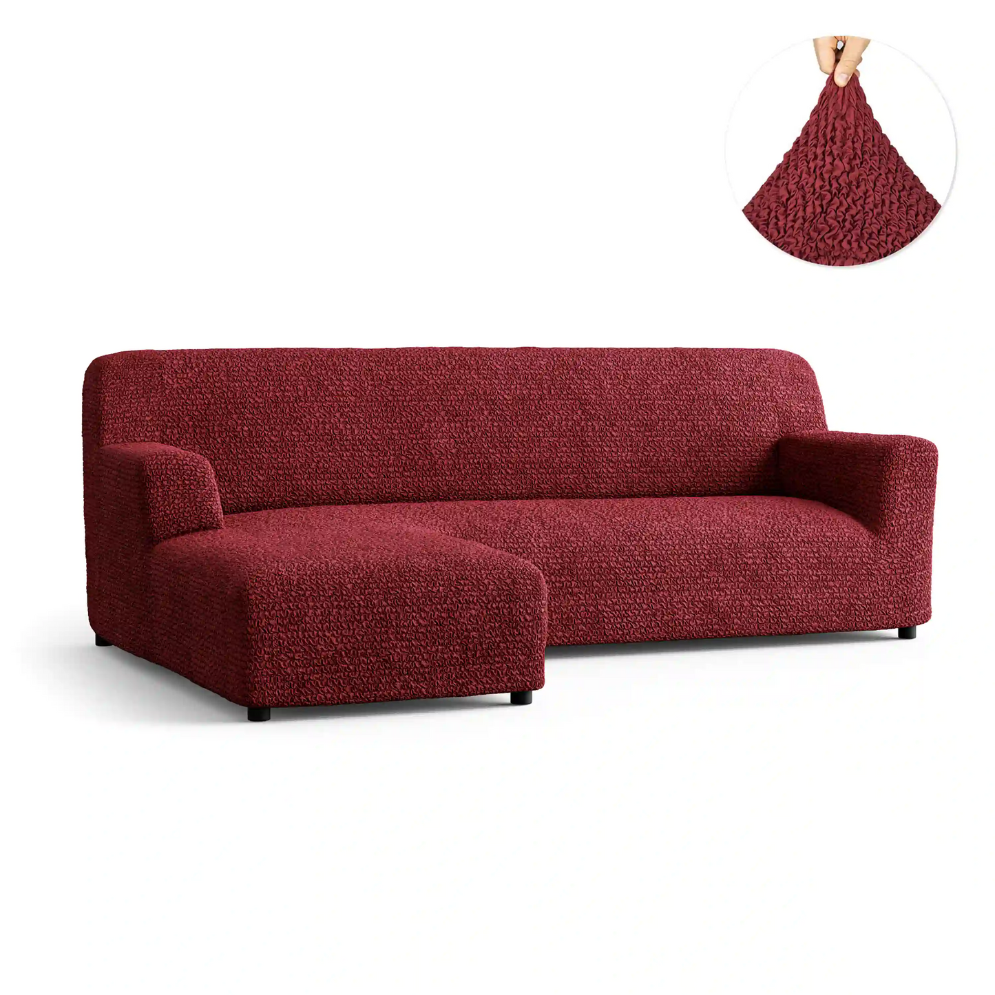 L-Shaped Sofa Cover (Left Chaise) - Bordeaux, Microfibra Collection
