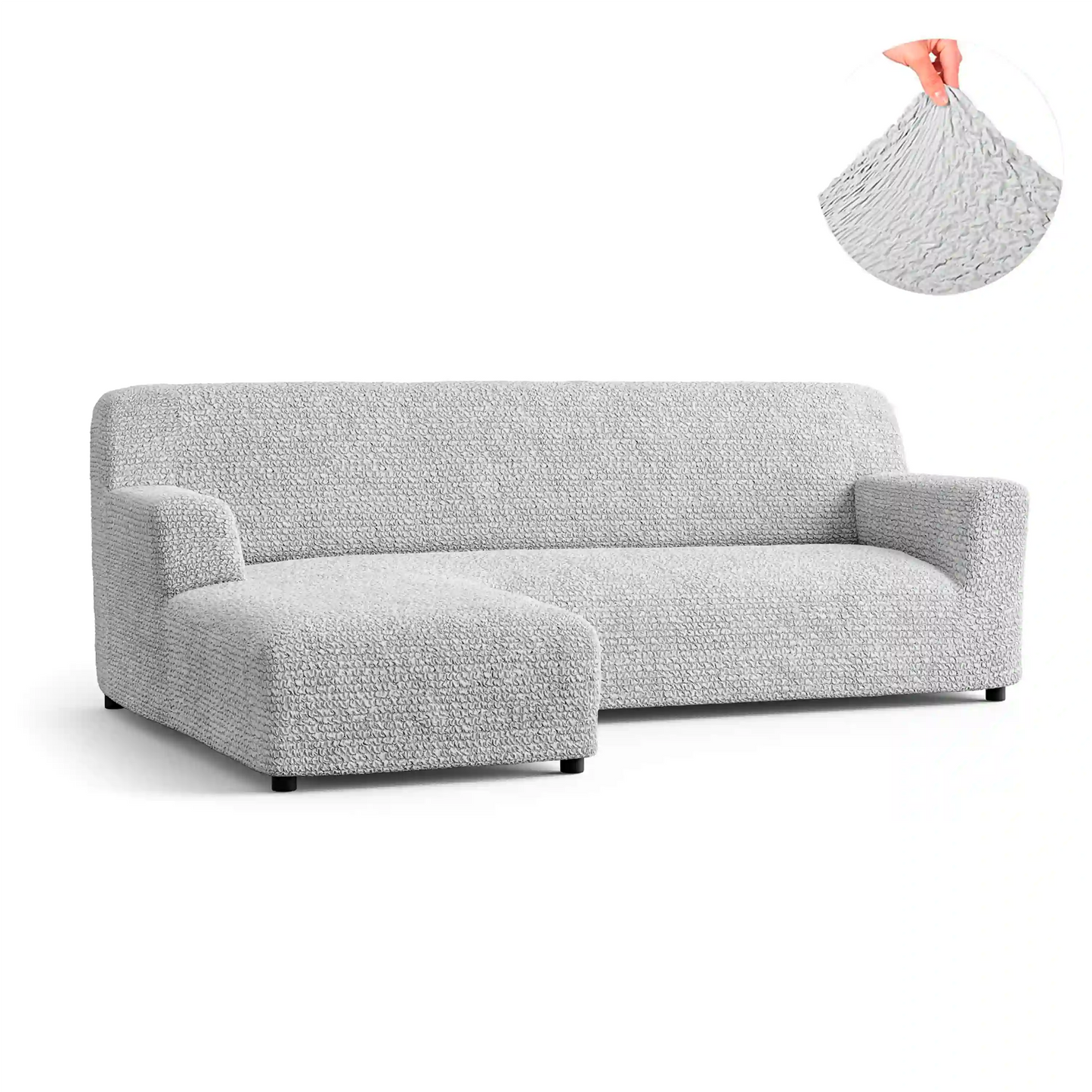 L-Shaped Sofa Cover (Left Chaise) - Pearl, Microfibra Collection