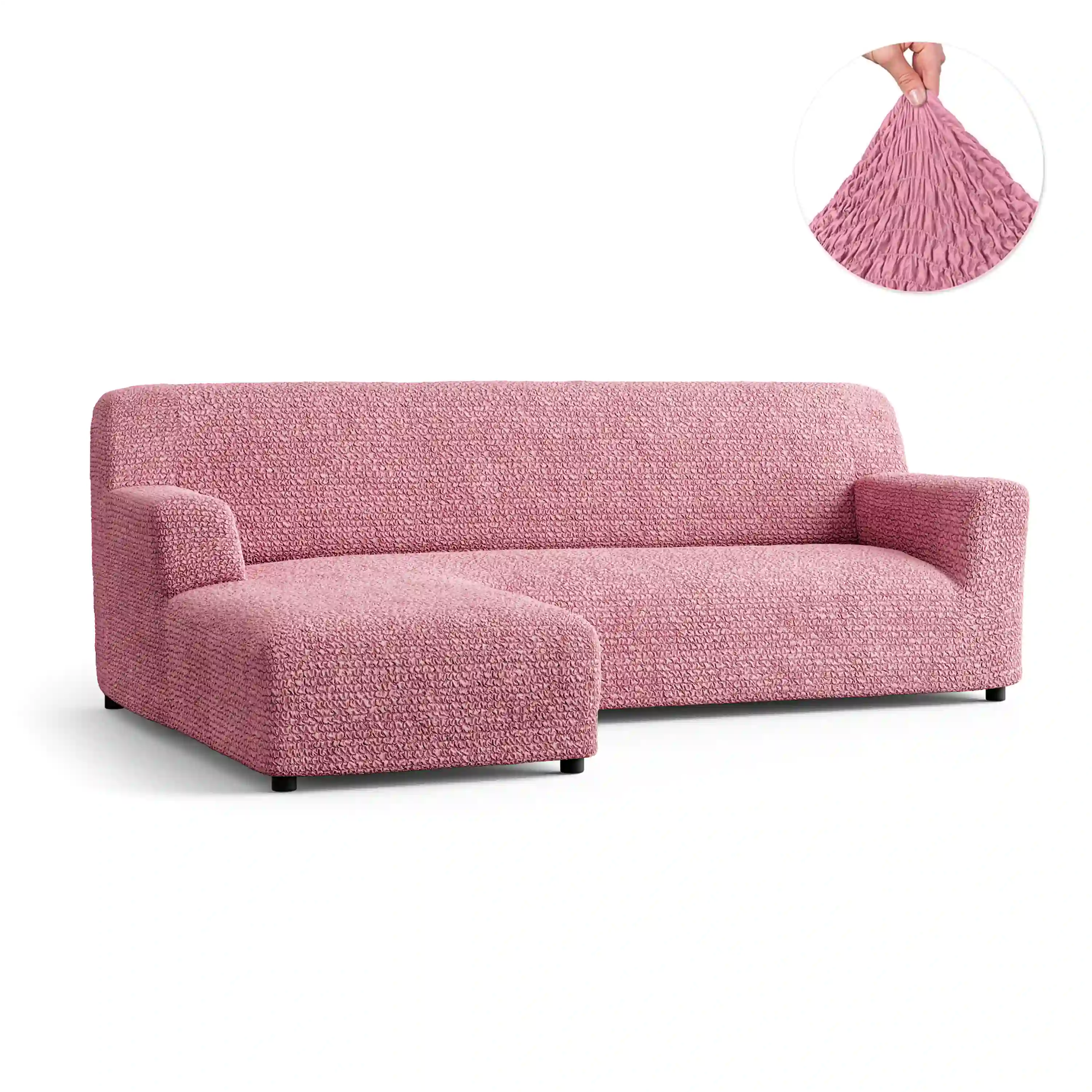 L-Shaped Sofa Cover (Left Chaise) - Pink, Microfibra Collection