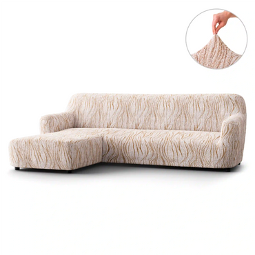 L-Shaped Sofa Cover (Left Chaise) - Universo Beige, Microfibra Printed Collection
