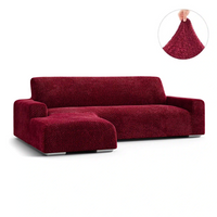 L-Shaped Sofa Cover (Left Chaise)- Bordeaux, Velvet Collection