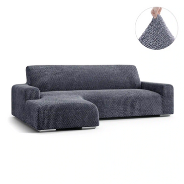 Housse de canapé en forme de L (méridienne gauche) - Gris, Collection Velvet
