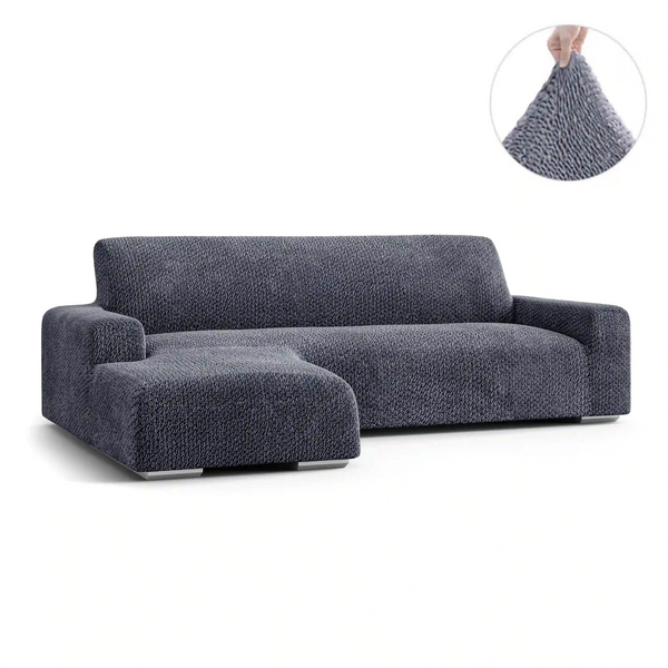 L-Shaped Sofa Cover (Left Chaise) - Grey, Velvet Collection