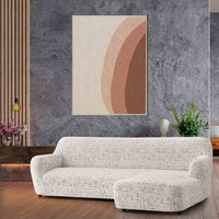 L-Shaped Sofa Cover (Right Chaise) - Vittoria White, Microfibra Printed Collection