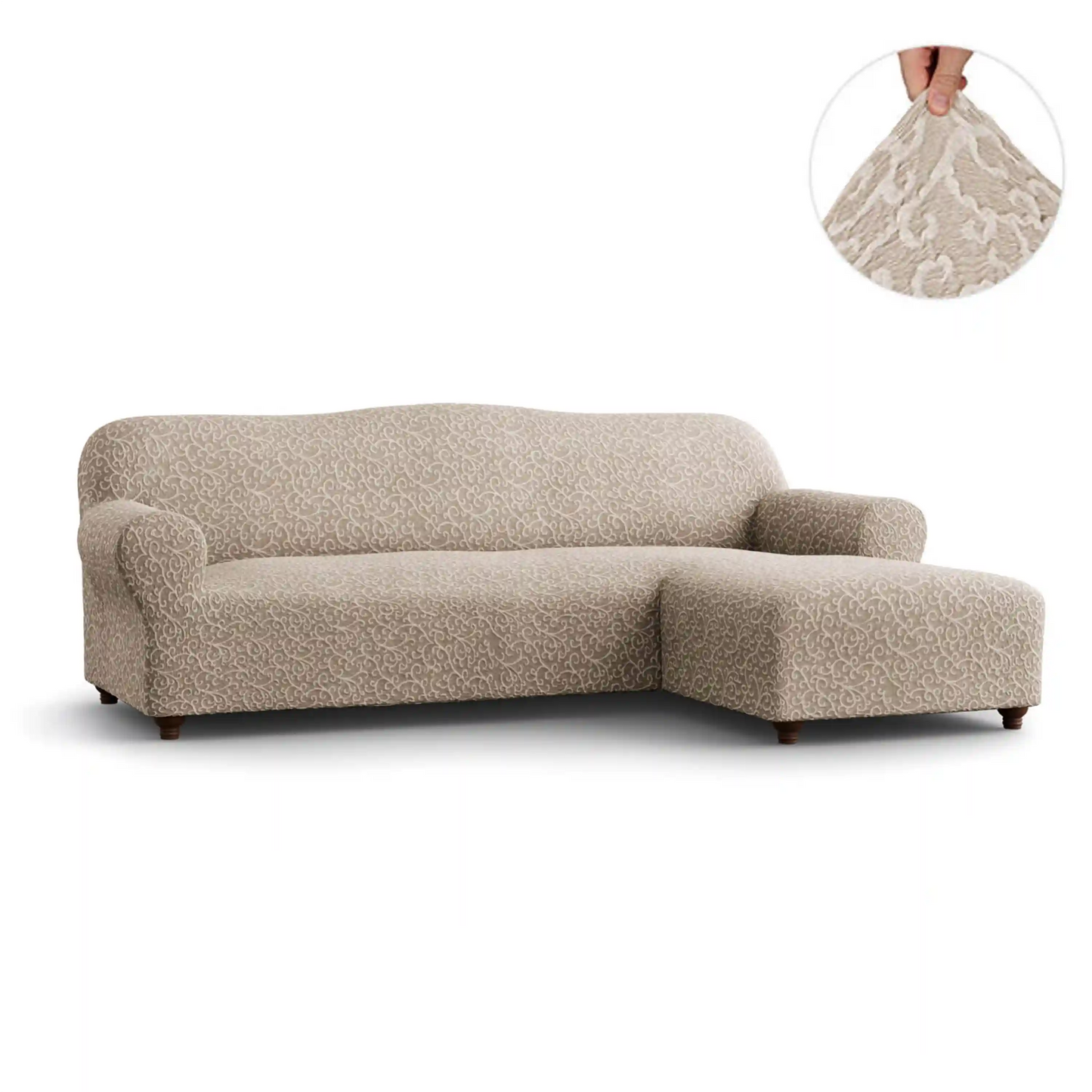 L-Shaped Sofa Cover (Right Chaise) - Arabesco, Jacquard 3D Collection