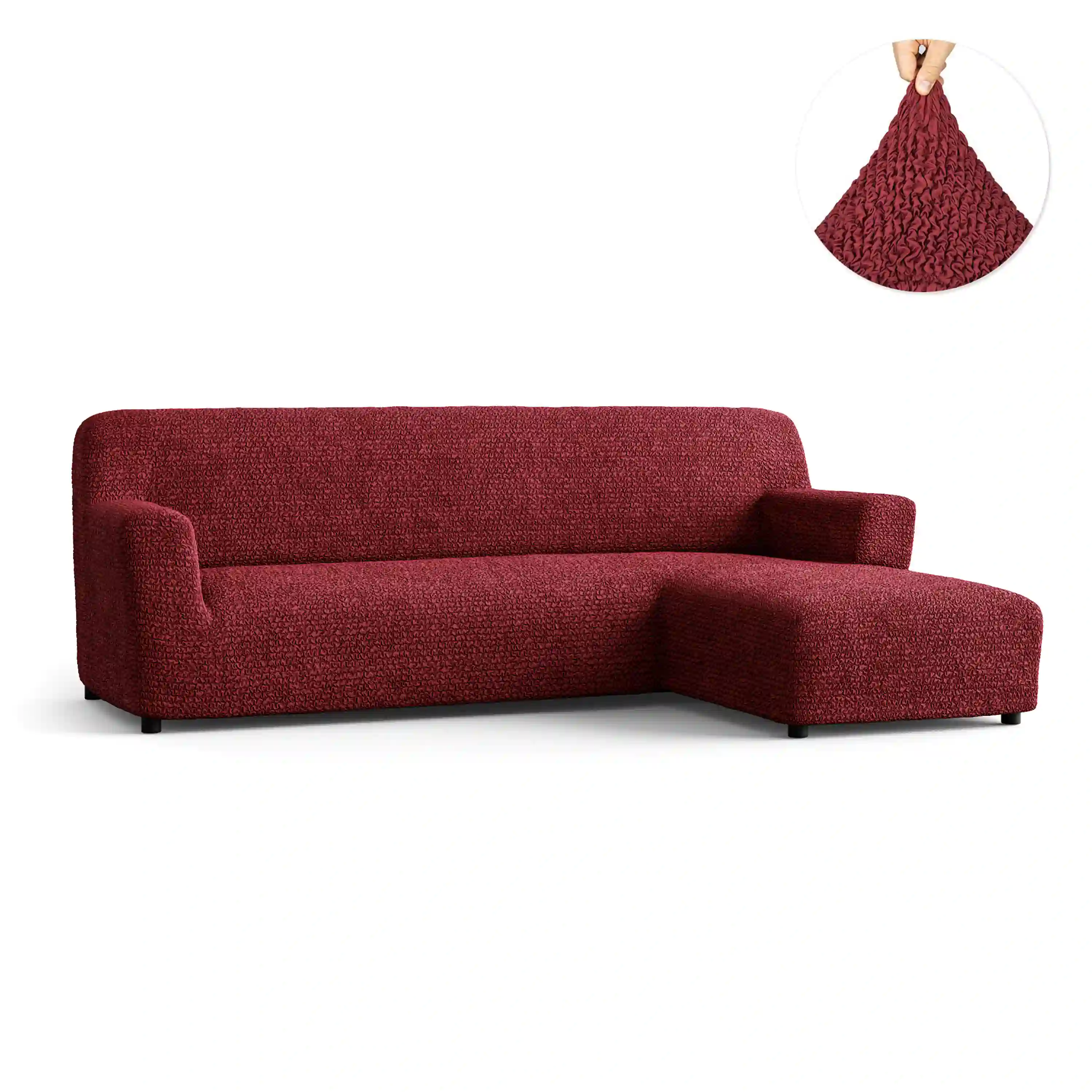 Housse de canapé en L (chaise droite) - Bordeaux, collection Microfibra