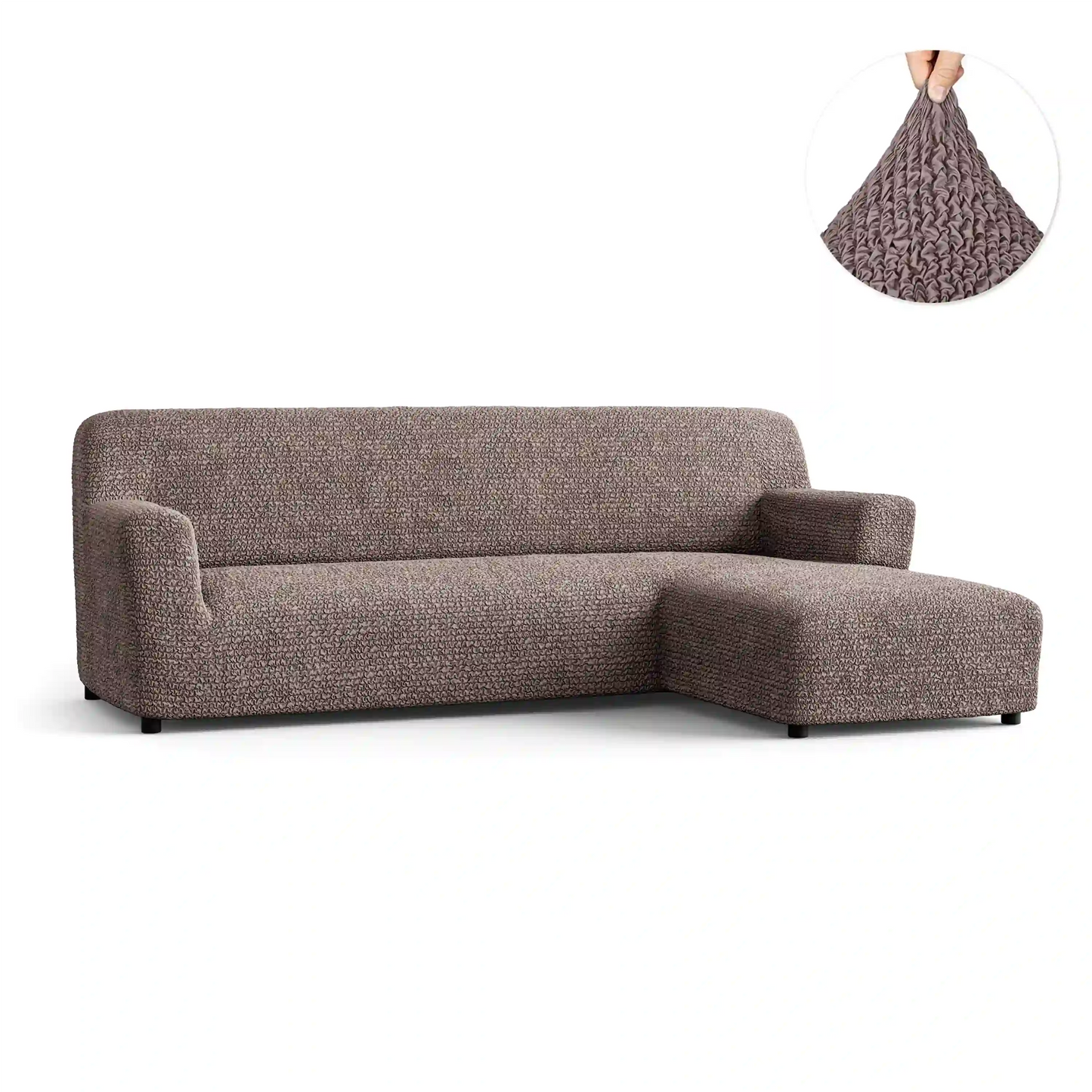 L-Shaped Sofa Cover (Right Chaise) - Choco, Microfibra Collection