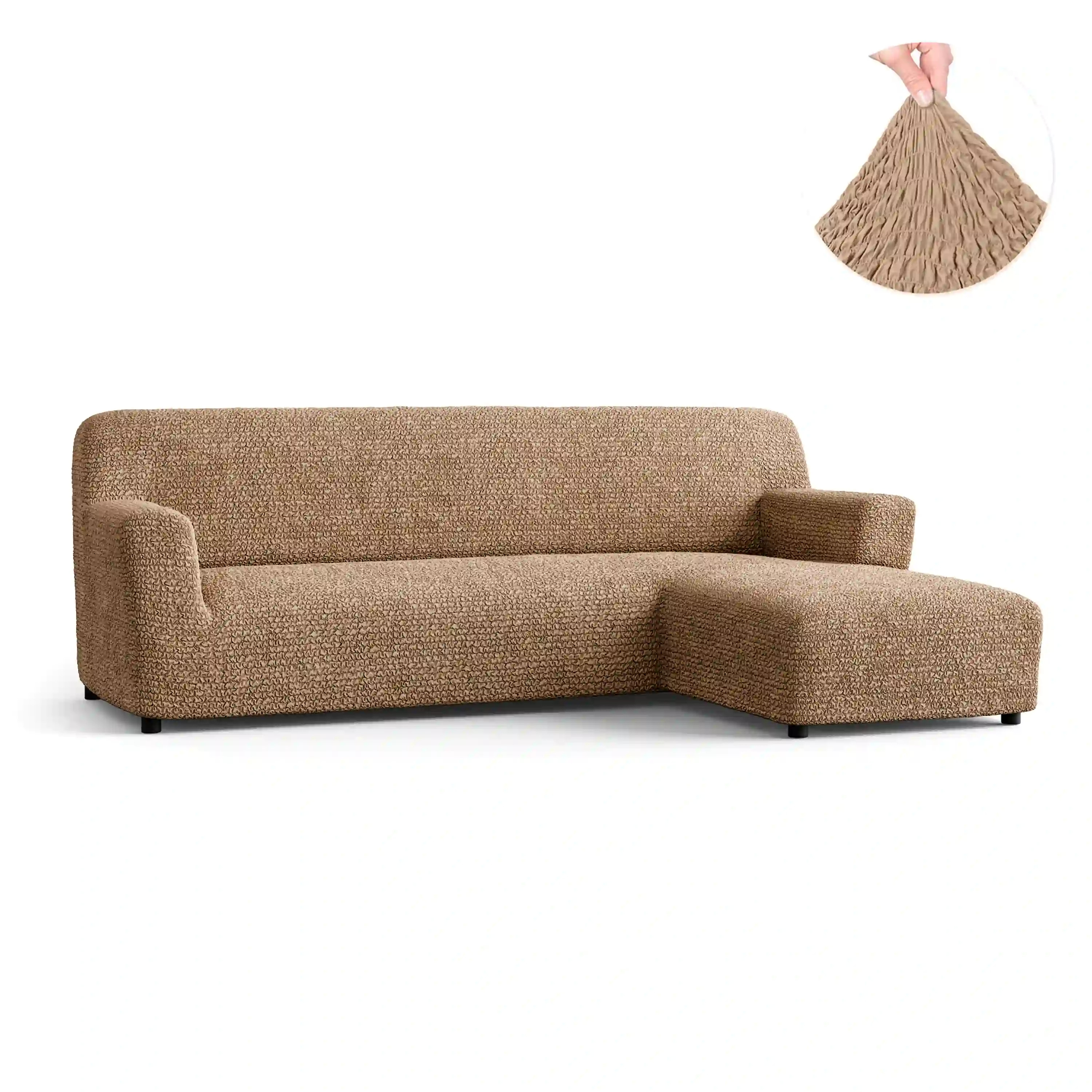 L-Shaped Sofa Cover (Right Chaise) - Latte, Microfibra Collection