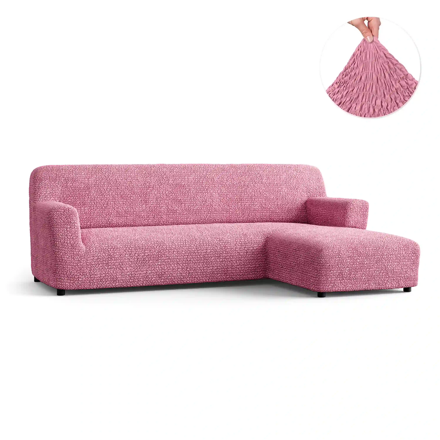 L-Shaped Sofa Cover (Right Chaise) - Pink, Microfibra Collection