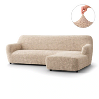 L-Shaped Sofa Cover (Right Chaise) - Graffio Beige, Microfibra Printed Collection