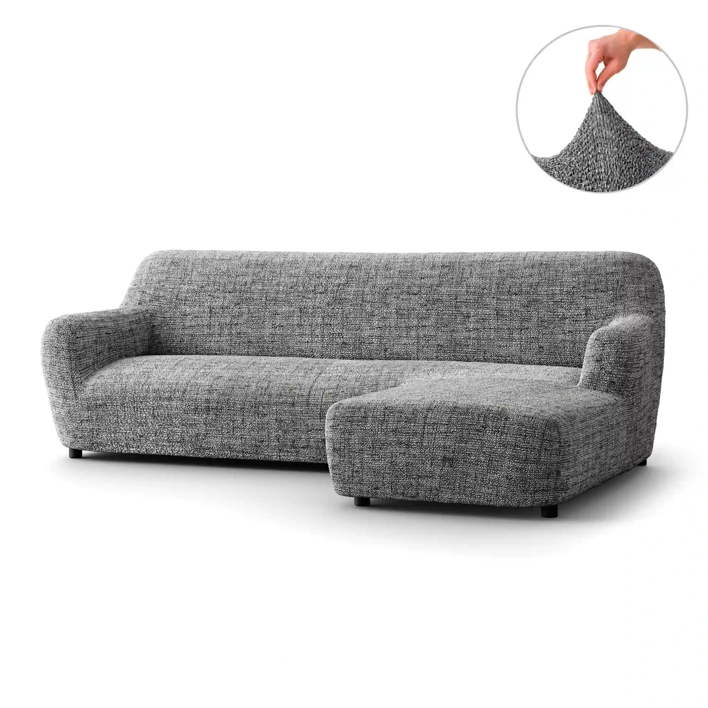 L-Shaped Sofa Cover (Right Chaise) - Vittoria Grey, Microfibra Printed Collection